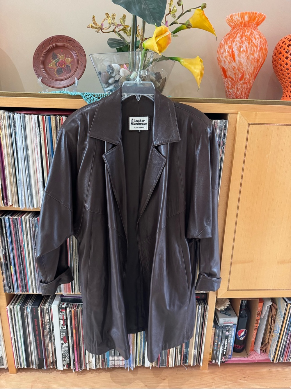 PRICE DROP: VTG. NWOT, LEATHER WAREHOUSE, S, lined, CHOCOLATE BROWN LAMBSKIN LTR